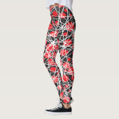 Abstracte rode stippen en verwarde witte lijnen leggings (Links)
