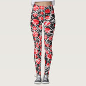 Abstracte rode stippen en verwarde witte lijnen leggings (Voorkant)