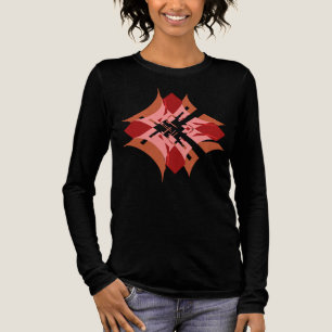 Abstracte Rode Tan Roze Diamant Bloemen Pop Art Lo Tri-Blend Shirt