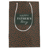 Abstracte rode veren print donkergroene Vaderdag Medium Cadeauzakje (Voorkant)