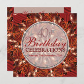 Abstracte Rode Vlinder & Bubbel Verjaardag Kaart (Voorkant / Achterkant)