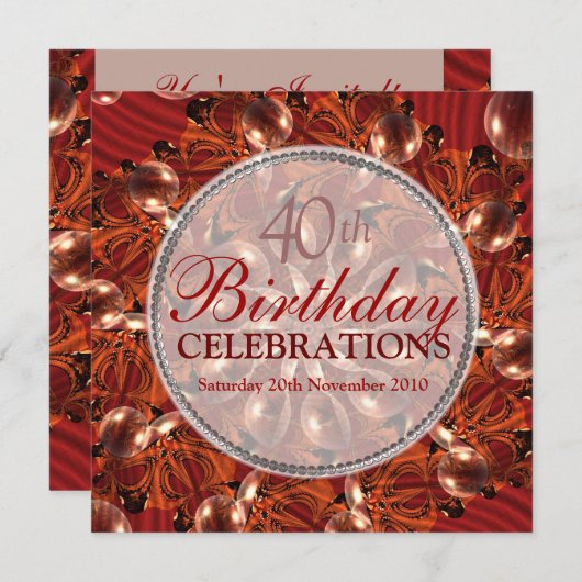 Abstracte rode vlinder en bubels van zaterdag kaart (Voorkant / Achterkant)