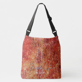Abstracte Rode Waterverf Bloeien w Aangepaste teks Crossbody Tas
