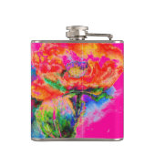 Abstracte rode waterverf bloemenschilderij heupfles (Achterkant)