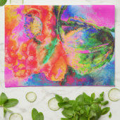 Abstracte rode waterverf bloemenschilderij theedoek (Gevouwen)