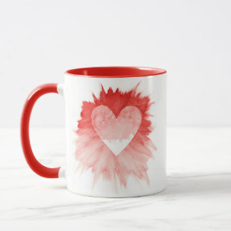 Abstracte rode waterverfspatshart Twee-tint koffie Mok