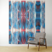 Abstracte rode witte en blauwe blends wandtapijt wandkleed (In situ)