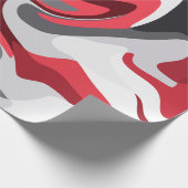 Abstracte rode, witte en grijze kleurstroming cadeaupapier (Hoek)