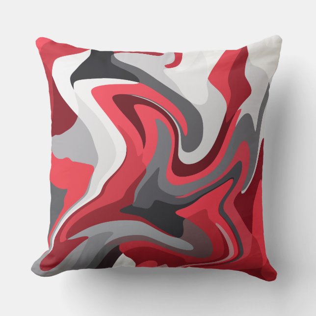 Abstracte rode, witte en grijze kleurstroming kussen (Voorkant)