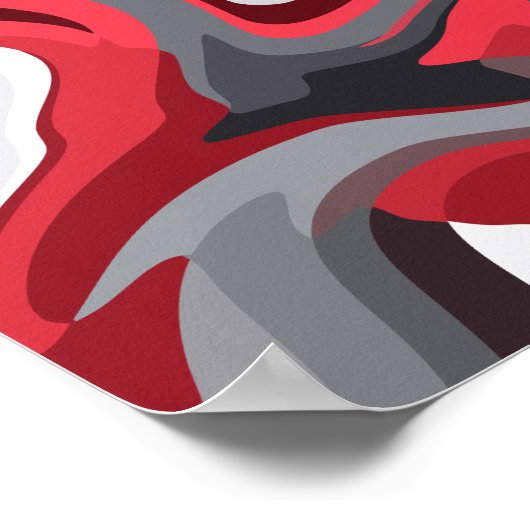 Abstracte rode, witte en grijze kleurstroom poster (Hoek)
