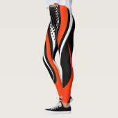 Abstracte rode, witte en zwarte curve leggings (Links)