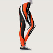 Abstracte rode, witte en zwarte curve leggings (Rechts)