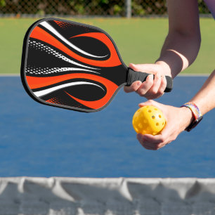 Abstracte rode, witte en zwarte curve pickleball paddle