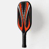 Abstracte rode, witte en zwarte curve pickleball paddle (Links)