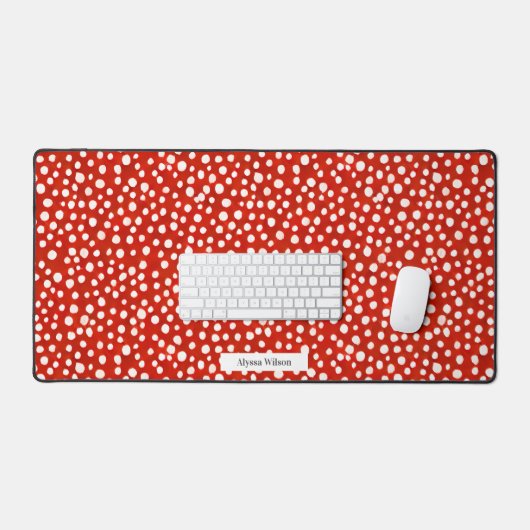 Abstracte Rode & Witte Waterverf Polka Dot Bureaumat (Keyboard & Muis)