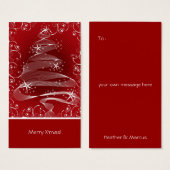 Abstracte rode X'mas Tree & Swirls Mini Groet Labe Visitekaartje (Voorkant /achterkant)