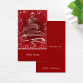 Abstracte rode X'mas Tree & Swirls Mini Groet Labe Visitekaartje (Bureau)