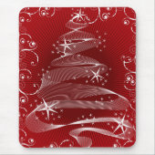 Abstracte rode X'mas Tree & Swirls Mousepad Muismat (Voorkant)
