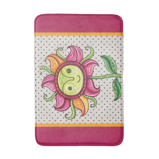 Abstracte rode zonnebloem badmat (Voorkant Verticaal)