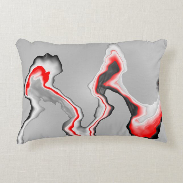 Abstracte rode zwarte en witte golven, zigzagpatro accent kussen (Voorkant)