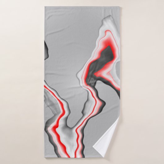 Abstracte rode zwarte en witte golven, zigzagpatro badhanddoek (Badhanddoek)