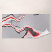 Abstracte rode zwarte en witte golven, zigzagpatro badhanddoek (Badhanddoek)