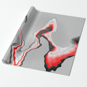 Abstracte rode zwarte en witte golven, zigzagpatro cadeaupapier