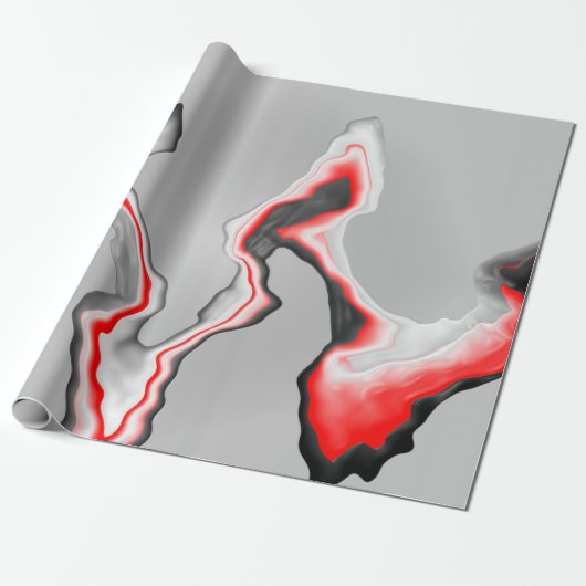 Abstracte rode zwarte en witte golven, zigzagpatro cadeaupapier (Uitgerold)
