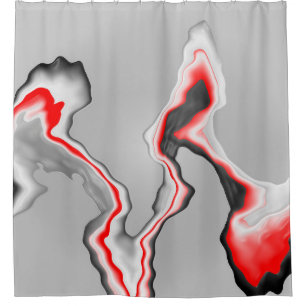 Abstracte rode zwarte en witte golven, zigzagpatro douchegordijn