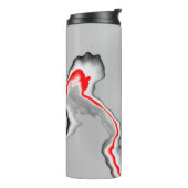 Abstracte rode zwarte en witte golven, zigzagpatro thermosbeker (Gedraaid links)