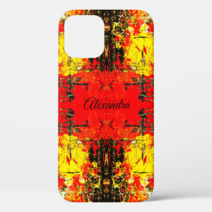 Abstracte rode zwarte gele glitternaam, aangepast Case-Mate iPhone case