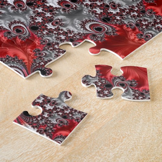 Abstracte rode zwarte gradiënt wervelfractal legpuzzel (Zijkant)