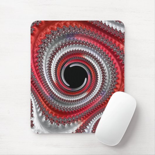 Abstracte rode zwarte gradiënt wervelfractal muismat (Met muis)