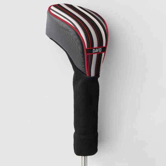 Abstracte rode zwarte lijnen Trendy Collectie Golfheadcover (Schuin)