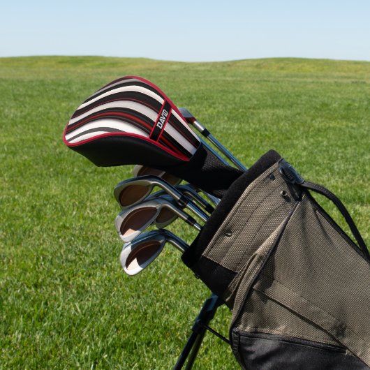 Abstracte rode zwarte lijnen Trendy Collectie Golfheadcover (Insitu)