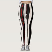 Abstracte rode zwarte lijnen Trendy Collectie Leggings (Voorkant)