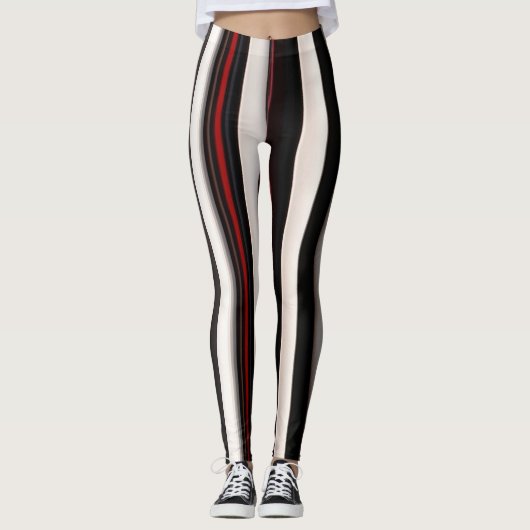 Abstracte rode zwarte lijnen Trendy Collectie Leggings (Voorkant)