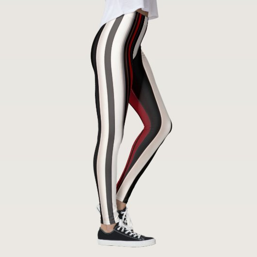 Abstracte rode zwarte lijnen Trendy Collectie Leggings (Rechts)