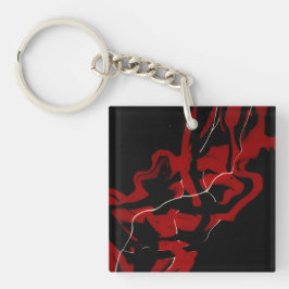 Abstracte rode zwarte witte verf sleutelhanger