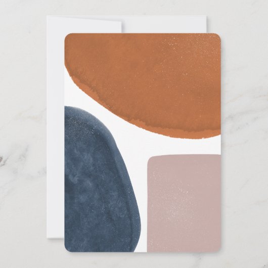 Abstracte roest, marine + roze moderne redder datu save the date (Achterkant)