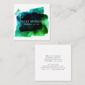 Abstracte rokerblauwe groene zwarte makreel vierkante visitekaartje (Voorkant / Achterkant)