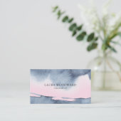 Abstracte rokerige roze blauw serene therapeut visitekaartje (Staand voorkant)