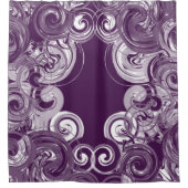 Abstracte Rollende Paarse White Spirals Digital Ar Douchegordijn (Voorkant)