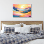Abstracte Rolling Hills bij zonsondergang Canvas Afdruk (Insitu (Slaapkamer))
