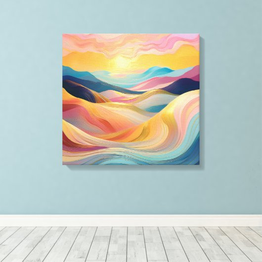 Abstracte Rolling Hills bij zonsondergang Canvas Afdruk (Insitu (Houten vloer))
