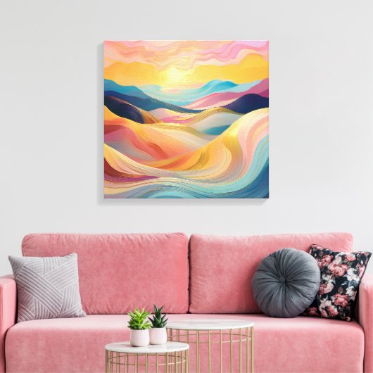 Abstracte Rolling Hills bij zonsondergang Canvas Afdruk (Insitu (Woonkamer))