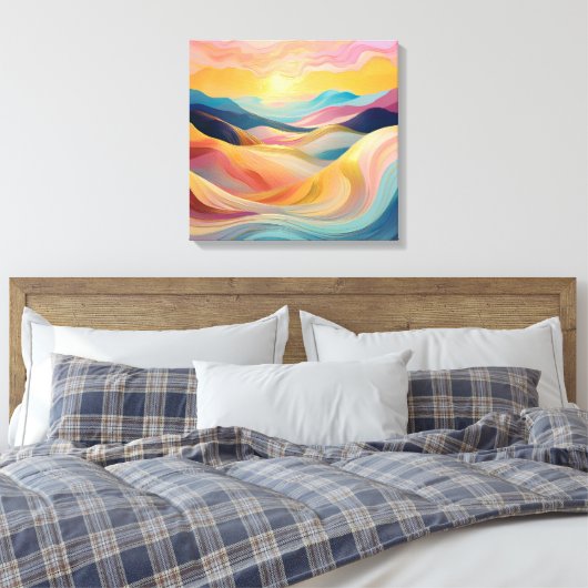 Abstracte Rolling Hills bij zonsondergang Canvas Afdruk (Insitu (Slaapkamer))