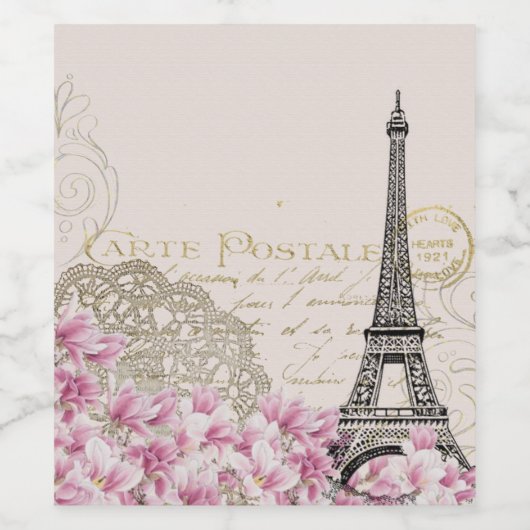 Abstracte Romantische Kunst voor Eiffeltoren in P Wijn Etiket (Enkel label)