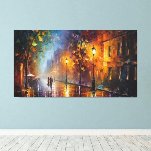 Abstracte romantische stadslandschap olieverfschil canvas afdruk (Insitu (Houten vloer))