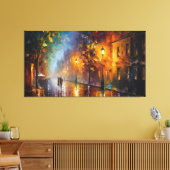 Abstracte romantische stadslandschap olieverfschil canvas afdruk (Insitu (Woonkamer))